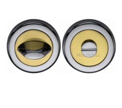 Heritage Brass Contemporary Round 53mm Diameter Turn & Release, Dual Finish Polished Chrome & Polished Brass