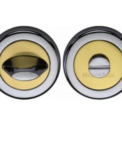 Heritage Brass Contemporary Round 53mm Diameter Turn & Release, Dual Finish Polished Chrome & Polished Brass