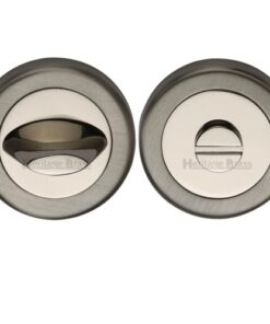 Heritage Brass Contemporary Round 53mm Diameter Turn & Release, Mercury Finish Satin Nickel & Polished Nickel