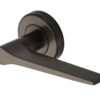 Heritage Brass Gio Matt Bronze Door Handles On Round Rose  (sold in pairs)