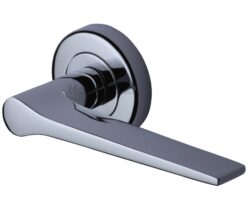 Heritage Brass Gio Polished Chrome Door Handles On Round Rose  (sold in pairs)