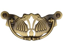 Heritage Brass Cabinet Pull On Ornate Backplate, Antique Brass