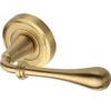 Heritage Brass Roma Satin Brass Door Handles On Round Rose  (sold in pairs)