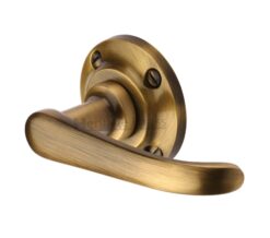 Heritage Brass Windsor Door Handles On Round Rose, Antique Bra (sold in pairs)ss