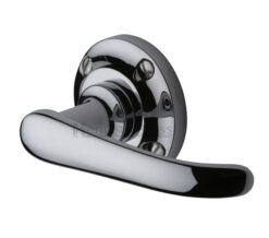 Heritage Brass Windsor Door Handles On Round Rose, Polished Chrome  (sold in pairs)