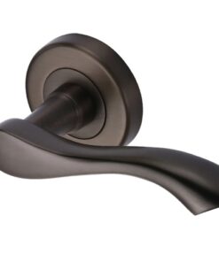 Heritage Brass Algarve Matt Bronze Door Handles On Round Rose (sold in pairs)