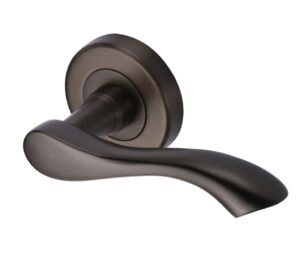 Heritage Brass Algarve Matt Bronze Door Handles On Round Rose (sold in pairs)
