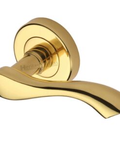 Heritage Brass Algarve Polished Brass Door Handles On Round Rose (sold in pairs)