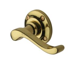 Heritage Brass Bedford Polished Brass Door Handles On Round Rose   (sold in pairs)