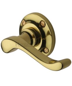 Heritage Brass Bedford Polished Brass Door Handles On Round Rose(sold in pairs)