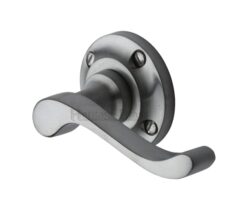 Heritage Brass Bedford Satin Chrome Door Handles On Round Rose  (sold in pairs)