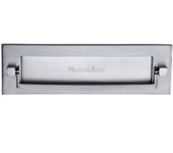 Heritage Brass Postal Knocker Letter Plate (254mm x 79mm), Satin Chrome