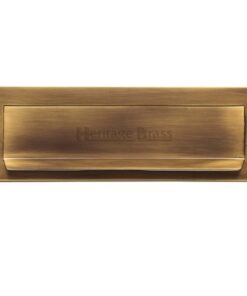 Heritage Brass Gravity Flap Letter Plate (280mm x 80mm), Antique Brass