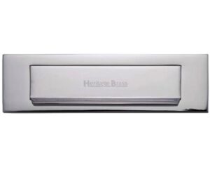 Heritage Brass Gravity Flap Letter Plate (280mm x 80mm), Polished Chrome