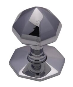 Heritage Brass Faceted Centre Door Knob, Polished Chrome