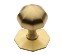 Heritage Brass Faceted Centre Door Knob, Satin Brass