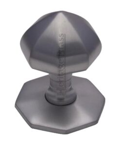 Heritage Brass Faceted Centre Door Knob, Satin Chrome