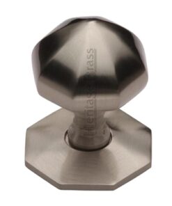 Heritage Brass Faceted Centre Door Knob, Satin Nickel