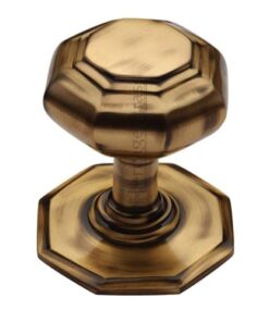 Heritage Brass Octagonal Tiered Centre Door Knob, Antique Brass