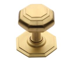 Heritage Brass Octagonal Tiered Centre Door Knob, Satin Brass