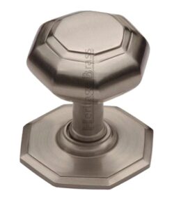 Heritage Brass Octagonal Tiered Centre Door Knob, Satin Nickel