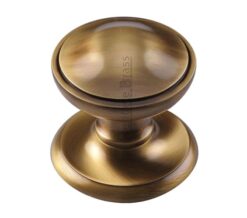 Heritage Brass Round Centre Door Knob, Antique Brass