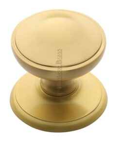 Heritage Brass Round Centre Door Knob, Satin Brass
