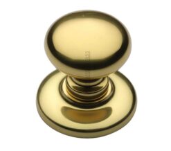 Heritage Brass Round Centre Door Knob, Polished Brass