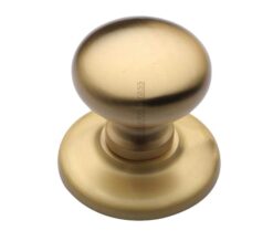 Heritage Brass Round Centre Door Knob, Satin Brass