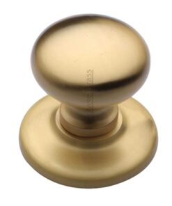 Heritage Brass Round Centre Door Knob, Satin Brass