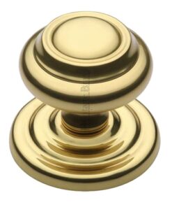 Heritage Brass Round Centre Door Knob, Polished Brass