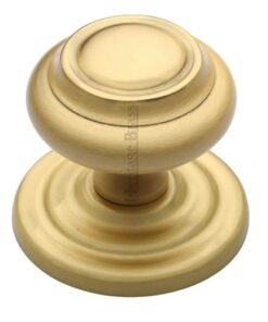 Heritage Brass Round Centre Door Knob, Satin Brass