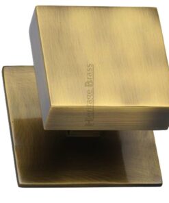 Heritage Brass Square Centre Door Knob, Antique Brass