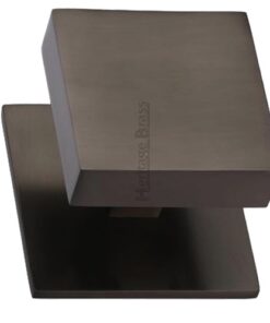 Heritage Brass Square Centre Door Knob, Matt Bronze