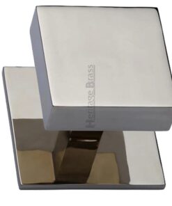 Heritage Brass Square Centre Door Knob, Polished Nickel