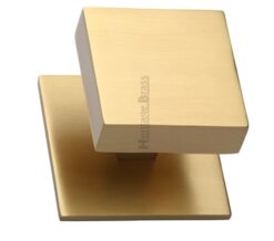 Heritage Brass Square Centre Door Knob, Satin Brass