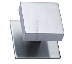 Heritage Brass Square Centre Door Knob, Polished Chrome