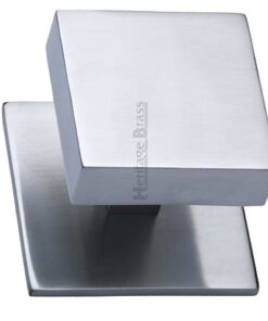 Heritage Brass Square Centre Door Knob, Polished Chrome