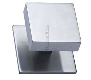 Heritage Brass Square Centre Door Knob, Polished Chrome