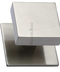 Heritage Brass Square Centre Door Knob, Satin Nickel