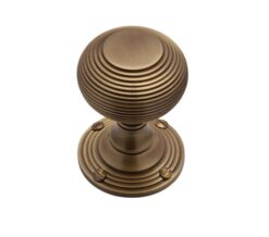 Heritage Brass Reeded Mortice Door Knobs, Antique Brass  (sold in pairs)