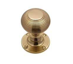 Heritage Brass Reeded Mortice Door Knobs, Polished Brass  (sold in pairs)