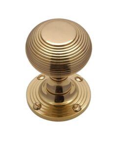 Heritage Brass Reeded Mortice Door Knobs, Polished Brass  (sold in pairs)