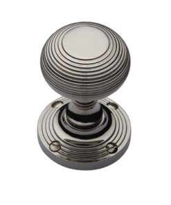 Heritage Brass Reeded Mortice Door Knobs, Polished Nickel  (sold in pairs)