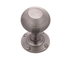 Heritage Brass Reeded Mortice Door Knobs, Satin Chrome  (sold in pairs)