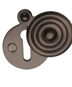 Heritage Brass Standard Round Reeded Covered Key Escutcheon, Matt Bronze