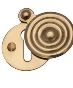 Heritage Brass Standard Round Reeded Covered Key Escutcheon, Polished Brass