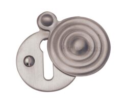 Heritage Brass Standard Round Reeded Covered Key Escutcheon, Satin Nickel