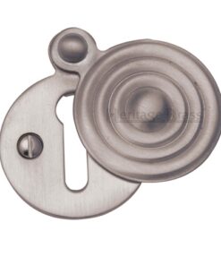 Heritage Brass Standard Round Reeded Covered Key Escutcheon, Satin Nickel