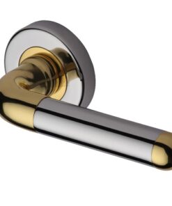 Heritage Brass Vienna Dual Finish Polished Chrome With Polished Brass Edge Door Handles On Round Rose (sold in pairs)